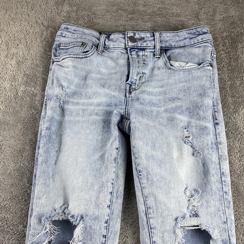 American Eagle Flex Skinny Jeans Mens 30x30 Blue Light Wash Distressed - Picture 3 of 16